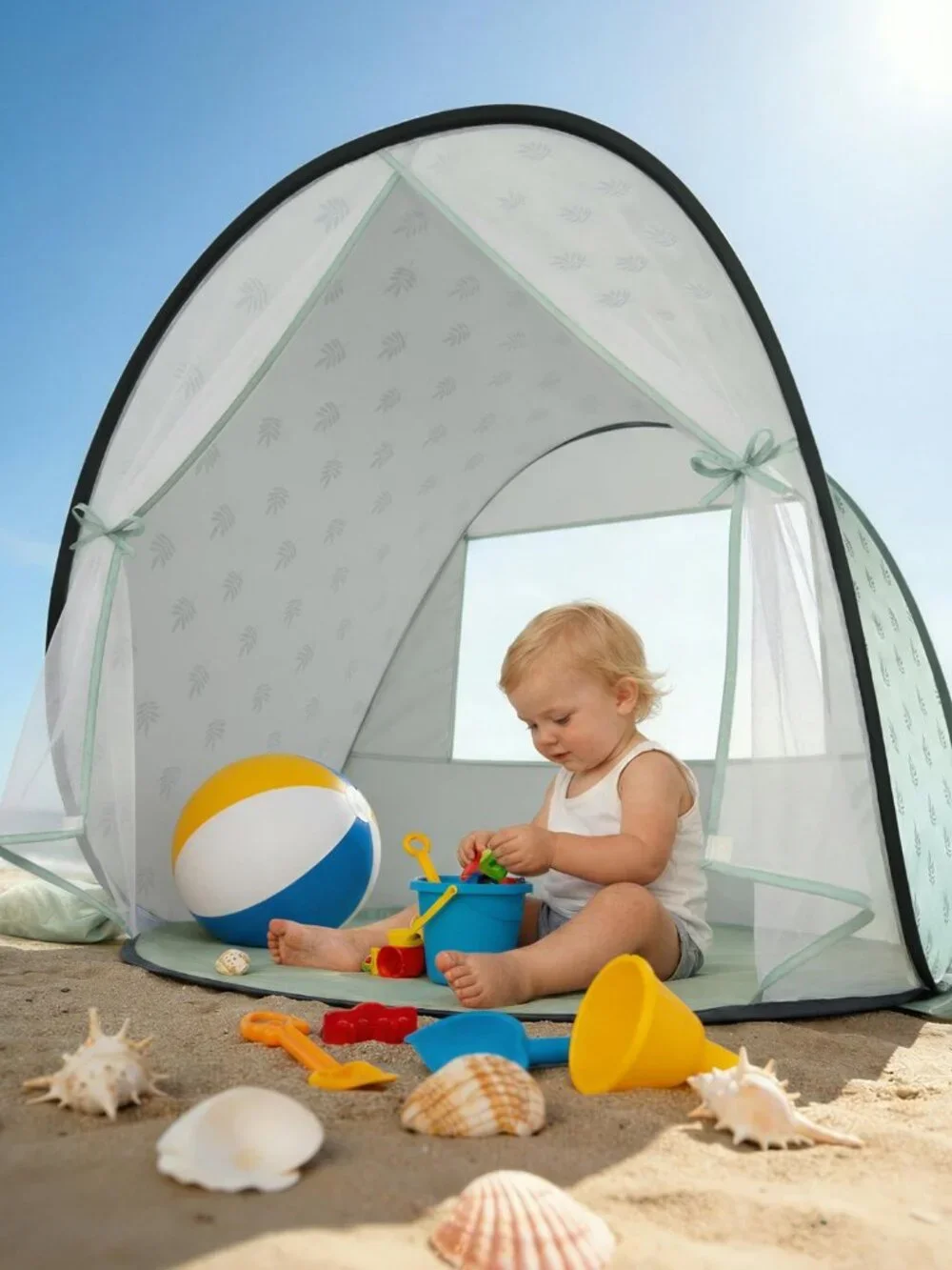 Baby Beach Tent Pop Up Mint Green UPF 50+ Portable Sun Shade Shelter